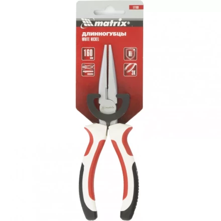 Длинногубцы White Nickel 200 мм прямые никелированные трехкомпонентные рукоятки MATRIX 17190 купить в Надыме