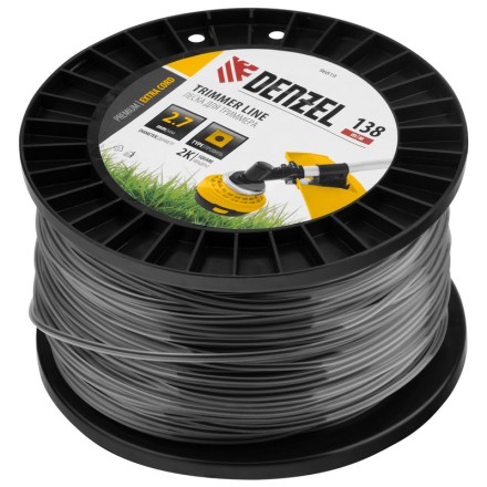 Леска для триммера двухкомпонентная квадрат, 2,7мм х 138м, на DIN катушке EXTRA CORD// Denzel 96819 купить в Надыме