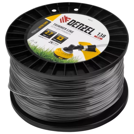 Леска для триммера двухкомпонентная квадрат, 2,7мм х 138м, на DIN катушке EXTRA CORD// Denzel 96819 купить в Надыме