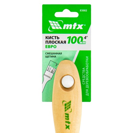 Кисть плоская &quot;Евро&quot; 4&quot;, смешанная щетина, деревянная ручка MTX 83082 купить в Надыме