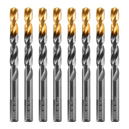 Сверло по металлу, 10 мм, HSS-Tin, Golden Tip, 8 шт. Denzel 717222 купить в Надыме