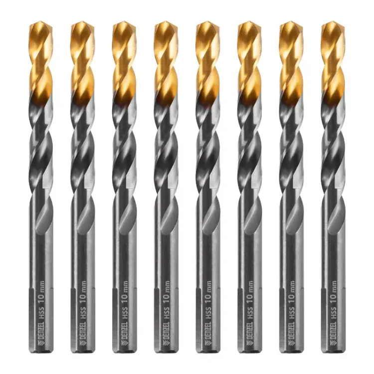 Сверло по металлу, 10 мм, HSS-Tin, Golden Tip, 8 шт. Denzel 717222 купить в Надыме