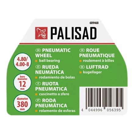 Колесо пневматическое Palisad 4.80/4.00-8 D380мм, подш. внут. диам. 12мм, длина оси 80мм 689468 купить в Надыме