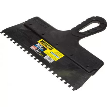 Шпатель STAYER "PROFESSIONAL" нержавеющий зубчатый с пластмассовой ручкой, 250мм, зуб 6х6мм 1009-25-06 купить в Надыме