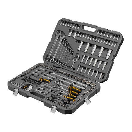 Набор инструментов Denzel 15807, 1/2&quot;, 1/4&quot;, 3/8&quot;, CrV, S2, пластиковый кейс, 216 предметов купить в Надыме