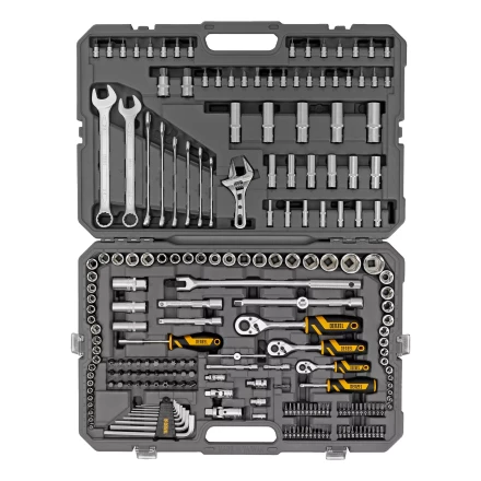 Набор инструментов Denzel 15807, 1/2", 1/4", 3/8", CrV, S2, пластиковый кейс, 216 предметов купить в Надыме