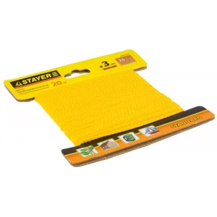 Шнур STAYER "STANDARD" хозяйственно-бытовой, полипропиленовый, вязанный, без сердечника, желтый, d 3, 20м 50424-03-020 купить в Надыме