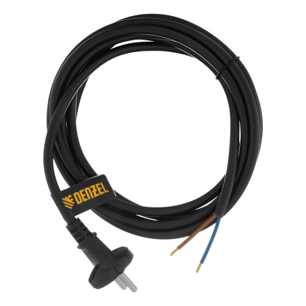 Шнур сетевой Denzel Energy Series, ПВС, 3 м, 2 x 1,5 мм, с неразборной вилкой, черный, 3 м, 37673 купить в Надыме