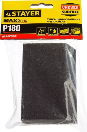 Губка шлифовальная STAYER "MASTER" угловая, зерно - оксид алюминия, Р180, 100 x 68 x 42 x 26 мм, средняя жесткость 3561-180 купить в Надыме