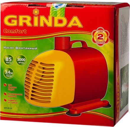 Насос GRINDA фонтанный д/чистой воды, 3 насадки, пропускная способность 3000 л/ч, высота подачи воды 3,4 м, 85 Вт GFP-50-3.4 купить в Надыме