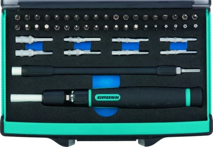 Отвертка с набором бит и торцевых головок для точных работ, Гибкий привод. 48 штук, CrMo Gross 11599 купить в Надыме