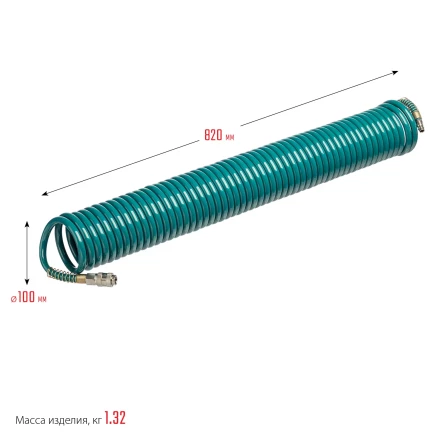 Воздушный спиральный шланг KRAFTOOL с фитингами рапид 8х12 мм 06590-15 купить в Надыме