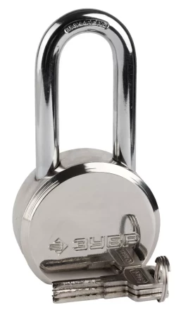Замок ЗУБР "ЭКСПЕРТ" навесной, стальной корпус, удлиненная закаленная дужка, 65мм 37272-65 купить в Надыме