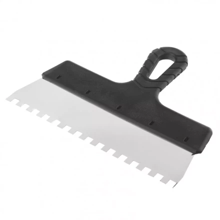 Шпатель из нержавеющей стали 250 мм зуб 8 х 8 мм пластмассовая ручка Россия 85143 купить в Надыме