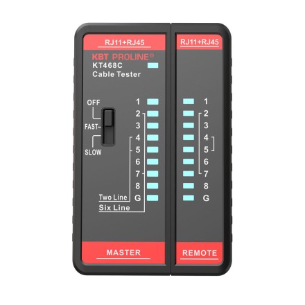 LAN-тестер кабельный КВТ KT 468C для проверки витой пары и телефонного кабеля (88552) купить в Надыме