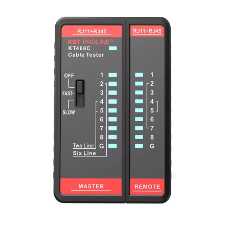 LAN-тестер кабельный КВТ KT 468C для проверки витой пары и телефонного кабеля (88552) купить в Надыме