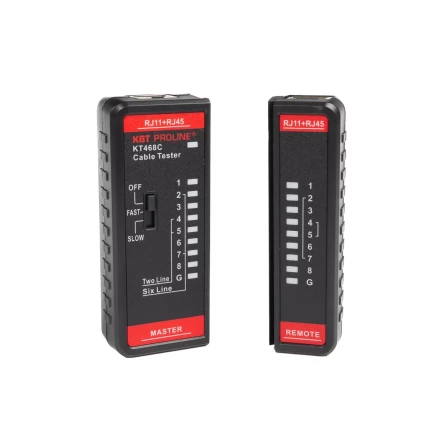 LAN-тестер кабельный КВТ KT 468C для проверки витой пары и телефонного кабеля (88552) купить в Надыме