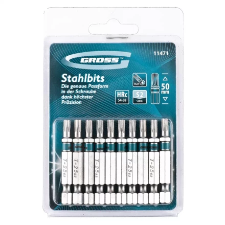 Набор бит TORX 25х50 сталь S2 10 шт GROSS 11471 купить в Надыме