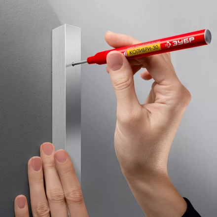 ЗУБР Колибри-30 красный, наконечник L 30 мм,  2.8 мм, перманентный маркер для отверстий (06338-3) купить в Надыме