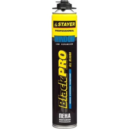 Пена "BlackPRO WINDOW" профессиональная, монтажная, пистолетная, всесезонная, 750мл, STAYER 41136 купить в Надыме
