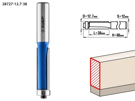 ЗУБР 12.7 x 38 мм, хвостовик 12 мм, фреза кромочная с нижним подшипником, Профессионал (28727-12.7-38) купить в Надыме
