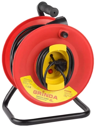 Удлинитель на катушке, 1 гнездо, евророзетка, 50м, заземление, защита от перегрузки, GRINDA 8-43665-50 купить в Надыме
