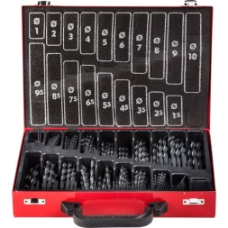 Набор ЗУБР "ТЕХНИК": Свёрла по металлу парооксидированных, быстрорежущая сталь, в мет. боксе, 1-10мм, шаг-0,5, 370 предм. 4-29605-H370