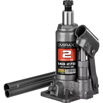 Домкрат гидравлический бутылочный, 2т, 148-278 мм, MIRAX 43260-2 43260-2 купить в Надыме