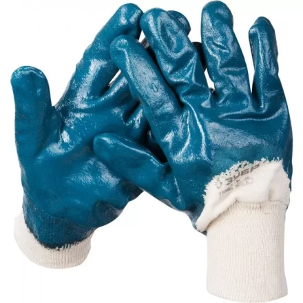 Перчатки ЗУБР "МАСТЕР" рабочие с манжетой, с нитриловым покрытием ладони, размер L (9) 11273-L купить в Надыме