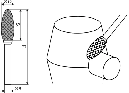 Борфреза Факеловидная H 6х12 Энкор 21714 купить в Надыме