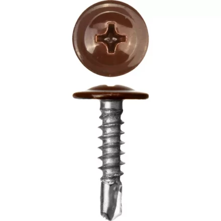 Саморезы ЗУБР с прессшайбой и сверлом по листовому металлу до 2мм, окрашенные в RAL-8017, PH2, 4,2х25мм, 400шт 300211-42-025-8017 купить в Надыме