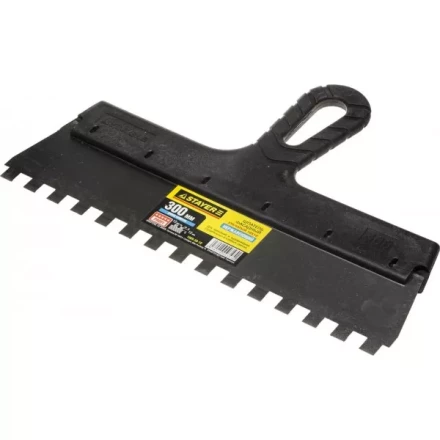 Шпатель STAYER "PROFESSIONAL" нержавеющий зубчатый с пластмассовой ручкой, 300мм, зуб 10х10мм 1009-30-10 купить в Надыме