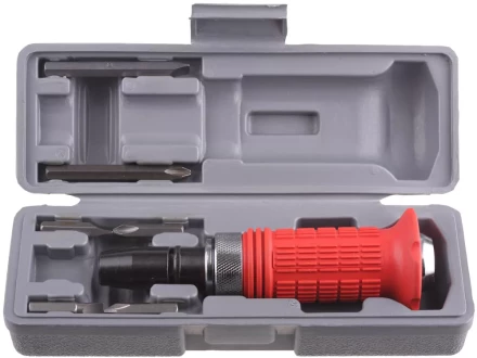 Набор STAYER Отвертка ударно-поворотная, обрезиненная рукоятка, с битами, 6 предметов 2566-H4 купить в Надыме