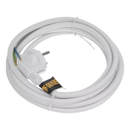 Шнур сетевой Denzel Energy Series, ПВС, 3 м, 3 x 1,5 мм, с неразборной вилкой, белый, 3 м, 37674 купить в Надыме