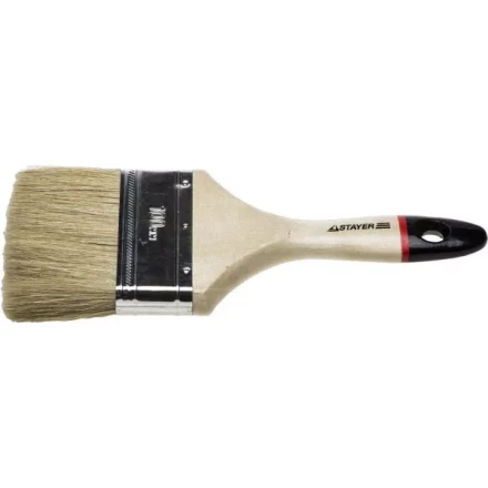Кисть плоская STAYER &quot;UNIVERSAL-EURO&quot;, светлая натуральная щетина, деревянная ручка,100мм 0102-100 купить в Надыме