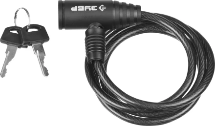 Замок ЗУБР "СТАНДАРТ", тросовый, 2 ключа в комплекте, длина троса 650мм, d 6мм 37269-65 купить в Надыме