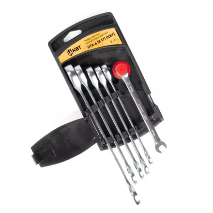 Набор гаечных комбинированных трещоточных ключей КВТ НТК-6 (8–17 мм), 6 шт. (91948) купить в Надыме