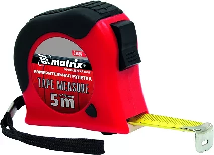 Рулетка Double  fixation 10 м х 25 мм обрезиненный  корпус двойная плавная фиксация  MATRIX 31061 купить в Надыме
