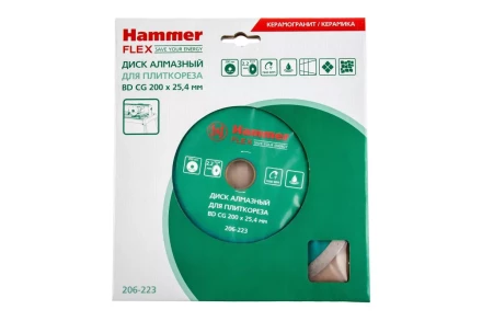 Круг алмазный HAMMER 206-223 ВD CG Ф200х25.4мм по керамограниту купить в Надыме