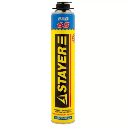 Пена "BlackPRO 65" профессиональная, монтажная, пистолетная, всесезонная, 800мл, STAYER 41137 купить в Надыме