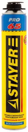 Пена "BlackPRO 65" профессиональная, монтажная, пистолетная, всесезонная, 800мл, STAYER 41137 купить в Надыме