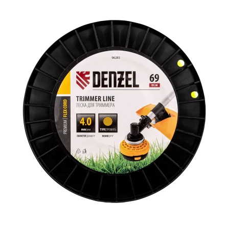 Леска для триммера круглая, 4,0мм х 69м, на DIN катушке FLEX CORD,  Denzel 96283 купить в Надыме