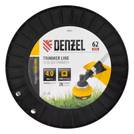 Леска для триммера двухкомпонентная квадрат, 4,0мм х 62м, на DIN катушке EXTRA CORD// Denzel 96821 купить в Надыме