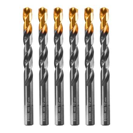 Сверло по металлу, 12 мм, HSS-Tin, Golden Tip, 6 шт. Denzel 717224 купить в Надыме