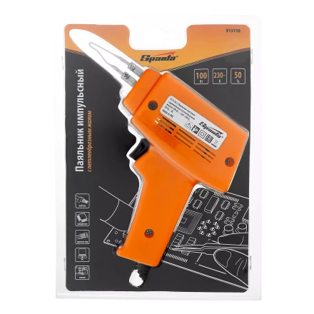 Паяльник импульсный с петлеобразным жалом, 100 Вт, 220 В Sparta 913110 купить в Надыме