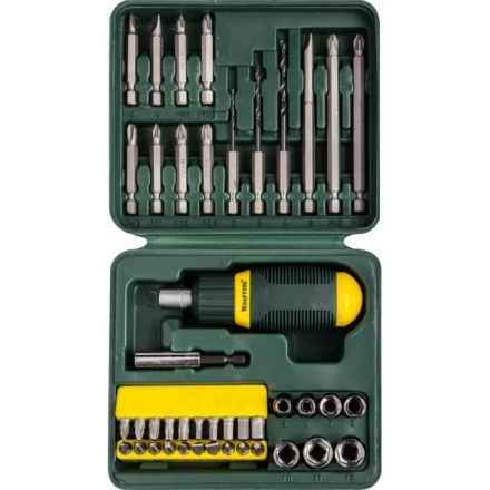 Набор KRAFTOOL Отвертка реверсивная с битами и торцовыми головками и сверлами, 43 предм 25556-H43 купить в Надыме