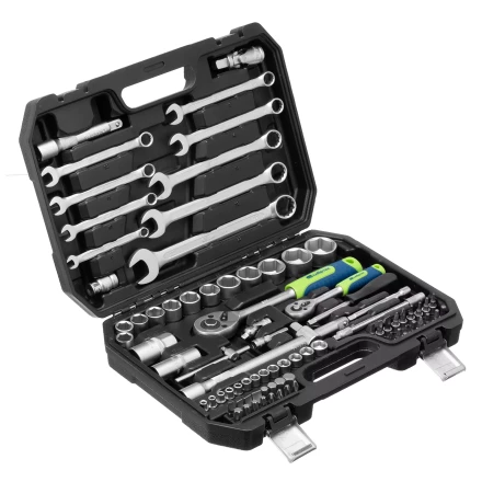 Набор инструментов Сибртех 13391, 1/2", 1/4", пластиковый кейс, 82 предмета купить в Надыме