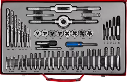 Набор метчиков и плашек ЗУБР "МАСТЕР", сталь 9ХС, 52 предмета 28130-H52_z01 купить в Надыме