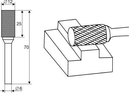 Борфреза Цилиндрическая A 6х12 Энкор 21701 купить в Надыме