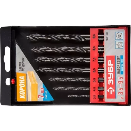 ЗУБР. Набор сверл по дереву, 7шт, 3,5-4,5-5,5-6,5-7,5-8,5-9,5 мм 29421-H7 купить в Надыме